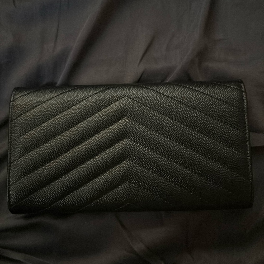 Saint Laurent Black Quilted Wallet with Gold Accents - Picture 5 of 9